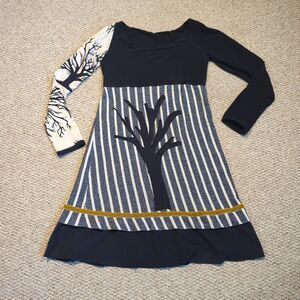 Heel Athens Lab Long Sleeve Midi Dress Small Tree Applique Artsy Color Block